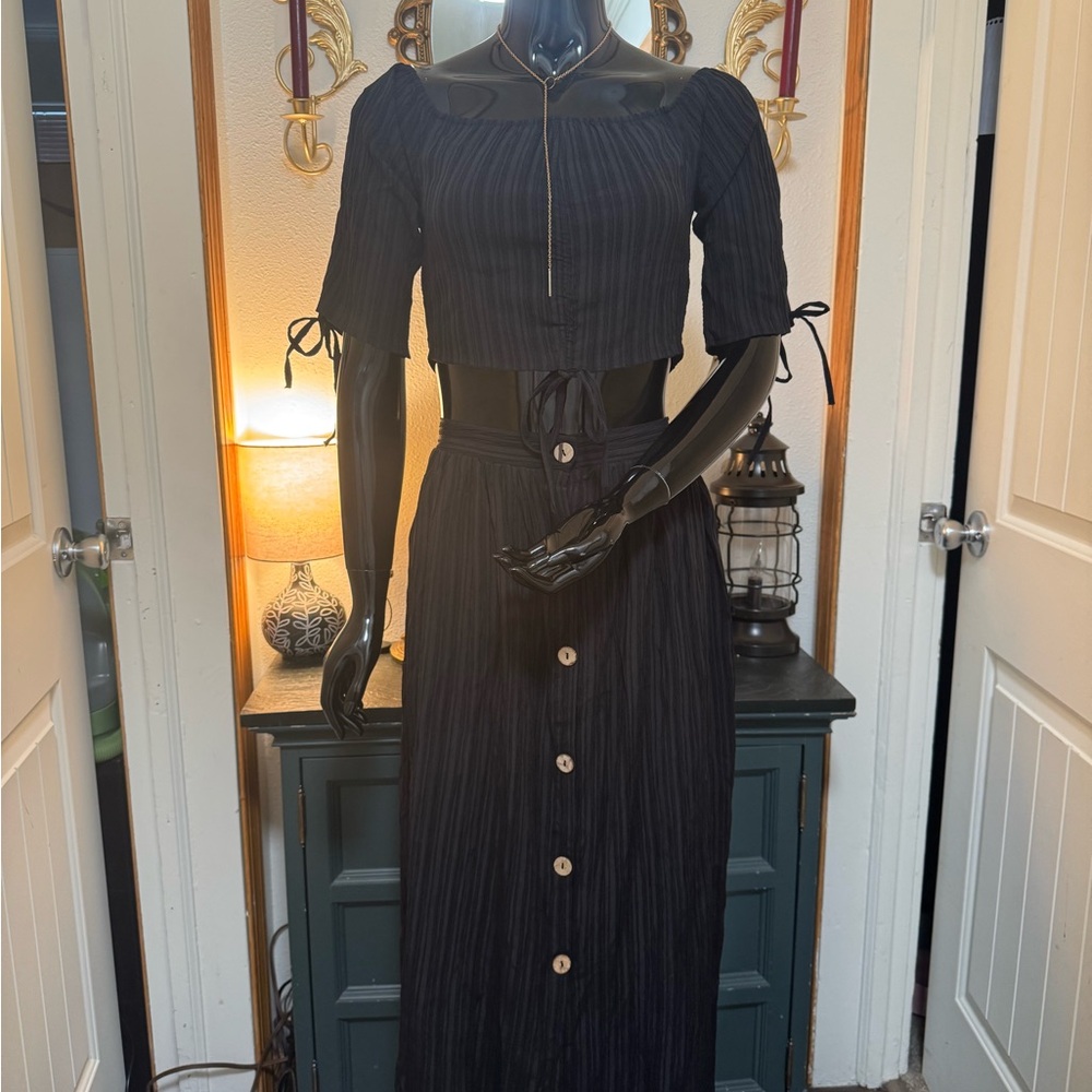NWT Black Two Piece Skirt/Crop Set